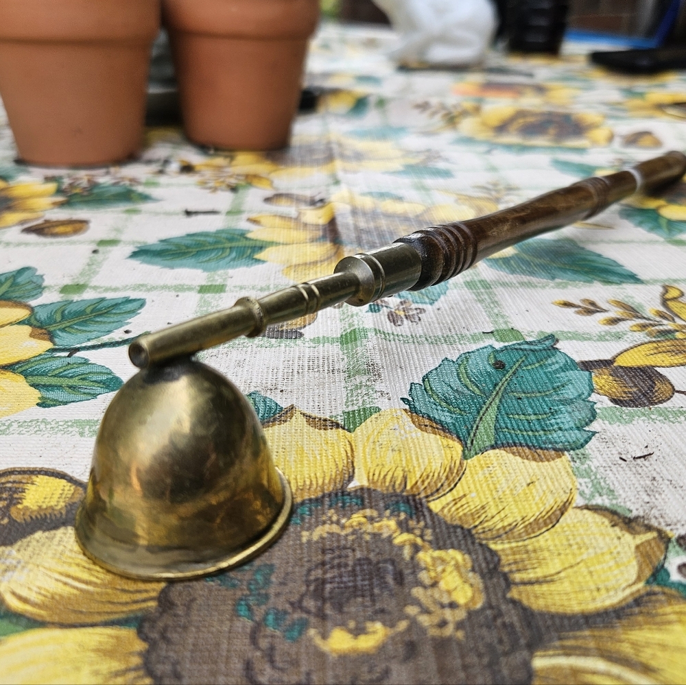Brass And Wood Candle Snuffer